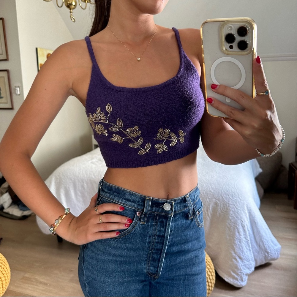 Cropped knit tank top